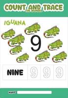 numero traccia e colore iguana numero 9 vettore