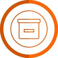 scatola linea arancia cerchio icona vettore