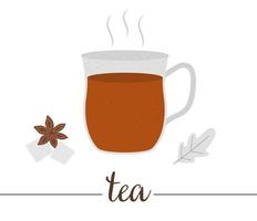 illustrazione vettoriale di tè isolato su sfondo bianco. bevanda tradizionale invernale. bevanda calda festiva con zucchero e anice.