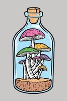 illustrazione di funghi in bottiglia