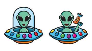 set di design di personaggi alieni vettore