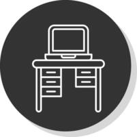 ufficio scrivania linea grigio cerchio icona vettore