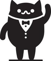 minimo divertente carattere, Sig. gatto, silhouette, nero colore silhouette, bianca sfondo 20 vettore