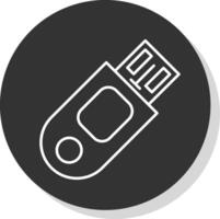 chiavetta USB linea grigio cerchio icona vettore