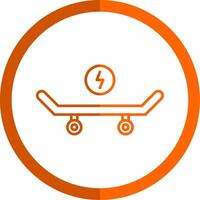 skateboard linea arancia cerchio icona vettore