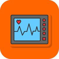 ecg macchina pieno arancia sfondo icona vettore