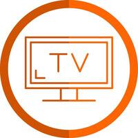 tv linea arancia cerchio icona vettore