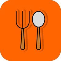 forchetta cucchiaio pieno arancia sfondo icona vettore