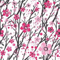 Sakura Giappone ramo di ciliegio con fiori che sbocciano illustrazione vettoriale. modello senza soluzione di continuità. vettore