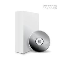 vettore bianco realistico aperto scatola vuota 3d illustrazione con ombre e musica o soft cd.
