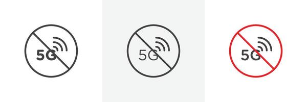 no 5g segnale cartello. no 5g tecnologia mobile simbolo. no 5g Rete logo. vettore