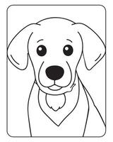 carino cane colorazione pagine per bambini, cane illustrazione, cane nero e bianca vettore