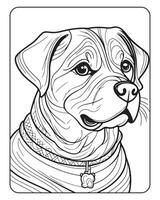 carino cane colorazione pagine per bambini, cane illustrazione, cane nero e bianca vettore