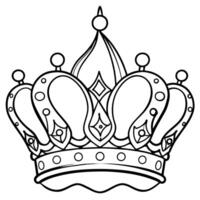 Principessa corona schema illustrazione digitale colorazione libro pagina linea arte disegno vettore