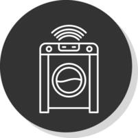 inteligente lavaggio macchina linea grigio cerchio icona vettore
