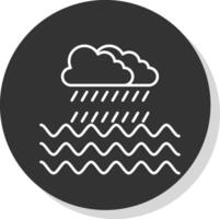 pioggia linea grigio cerchio icona vettore