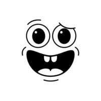 cartone animato divertente nervoso Sorridi, comico Groovy viso vettore
