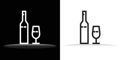 vino bottiglia con vino bicchiere icona. linea con modificabile ictus logo vettore