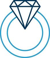 diamante squillare linea blu Due colore icona vettore