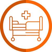 ospedale letto linea arancia cerchio icona vettore