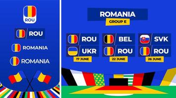 Romania calcio 2024 incontro contro impostare. nazionale squadra bandiera 2024 e gruppo palcoscenico campionato incontro contro squadre vettore