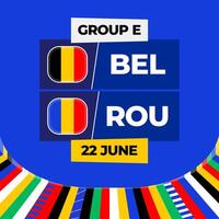 Belgio vs Romania calcio 2024 incontro contro. 2024 gruppo palcoscenico campionato incontro contro squadre intro sport sfondo, campionato concorrenza vettore