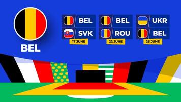 Belgio calcio 2024 incontro contro impostare. nazionale squadra bandiera 2024 e gruppo palcoscenico campionato incontro contro squadre vettore