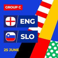 Inghilterra vs slovenia calcio 2024 incontro contro. 2024 gruppo palcoscenico campionato incontro contro squadre intro sport sfondo, campionato concorrenza vettore