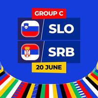 slovenia vs Serbia calcio 2024 incontro contro. 2024 gruppo palcoscenico campionato incontro contro squadre intro sport sfondo, campionato concorrenza vettore