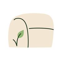 serra icona, illustrazione di bicchiere edificio per agricoltura, ecologia simbolo, foglia nel verde Casa, logo per verde attività commerciale, biologico verdure e impianti, isolato colorato clipart vettore