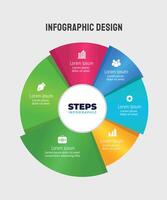 moderno cerchio Infografica 6 passaggi colorato attività commerciale design gratuito vettore