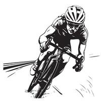 Ciclismo gara stilizzato simbolo, delineato ciclista silhouette vettore