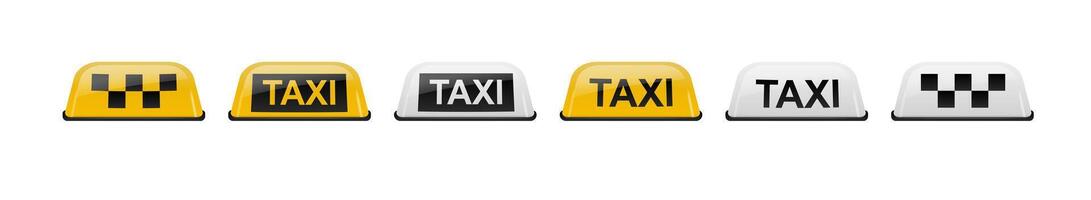 Taxi auto tetto cartello impostato vettore