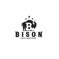 bisonte bufalo lettera B logo design modello vettore