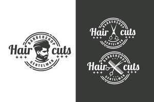 capelli tagliare barbiere impostato Vintage ▾ etichetta distintivo logo design modello illustrazione vettore