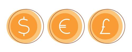 tre diverso tipi di moneta visualizzato vettore