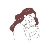 illustrazione di madre Tenere bambino figlio nel braccia, contento madri giorno vettore