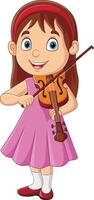 bambina del fumetto che suona un violino vettore