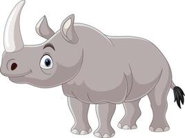 cartone animato rinoceronte su sfondo bianco vettore