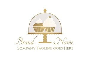 forno logo con oro Cupcake titolare vettore