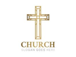 oro cristiano Chiesa logo con attraversare vettore