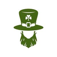 st Patrick giorno irlandesi fata ritratto nel cappello senza volto silhouette Vintage ▾ icona vettore piatto