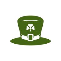 st Patrick giorno fortunato fata cappello con trifoglio trifoglio verde Vintage ▾ icona vettore piatto