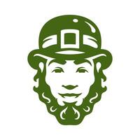 santo Patrick giorno fortunato troll fata viso nel cappello irlandesi fortuna portafortuna Vintage ▾ icona vettore piatto