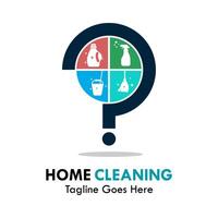casa pulizia con domanda design logo modello illustrazione vettore