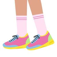 femmina gambe indossare moda scarpe da ginnastica vettore