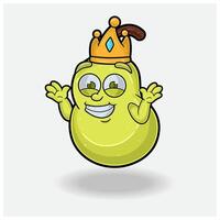 Dont conoscere Sorridi espressione con Pera frutta corona portafortuna personaggio cartone animato. vettore