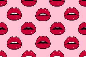 senza soluzione di continuità modello. pop arte, rosso labbra. illustrazione vettore
