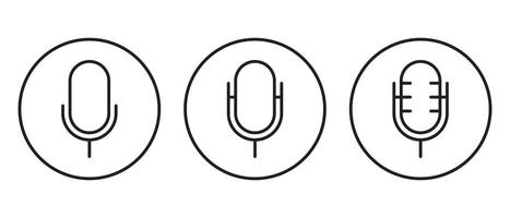 impostato di microfono icona su cerchio linea. mic cartello simbolo vettore