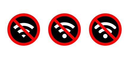 impostato di no Wi-Fi zona cartello icona. senza fili Rete con divieto simbolo vettore